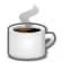 a cup of coffee with steam coming out of it is on a white background .