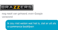 a brazzers logo next to a text message in a foreign language