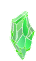 a green cube on a white background that looks like a piece of emerald .