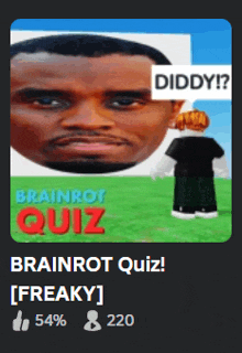 a poster for brainrot quiz with a picture of a man 's head