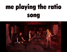 a cartoon of a band with the words me playing the ratio song below them