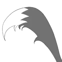 a black and white drawing of a fox 's tail on a white background