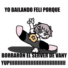 a cartoon of a girl on a snowboard with the words yo bailando feli porque on the bottom