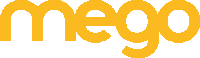 a yellow logo that says mego on it