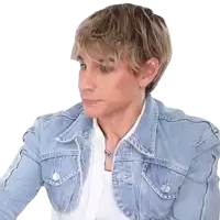 a man wearing a denim jacket and a white shirt