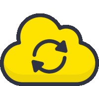 an icon of a cloud with two arrows pointing in opposite directions .