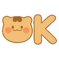 a cartoon drawing of a teddy bear with a face and the letter k below it