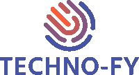 a logo for techno-fy shows a hand and a sound wave