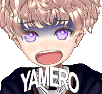 a close up of a person 's face with the word yamero on it