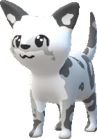 a 3d model of a black and white cat with a mustache