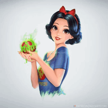 a girl with a poison apple in her hand