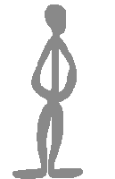 a drawing of a stick figure with a circle around his neck