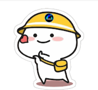 a cartoon character is wearing a yellow hard hat and holding a heart in his mouth .