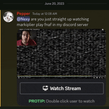 a screen shot of a video with a watch stream button below it