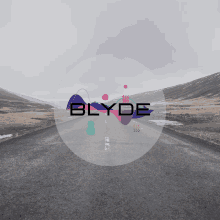 a picture of a road with the word blyde written on it