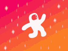 a cartoon drawing of an astronaut with a red background