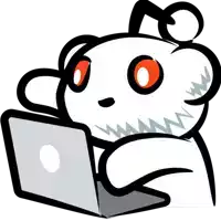 a cartoon drawing of a bear using a laptop