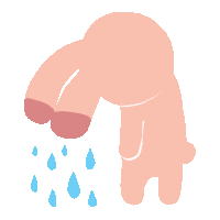 a cartoon drawing of a hand with water drops falling from it