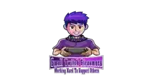 a logo for small twitch streamers shows a man holding a controller