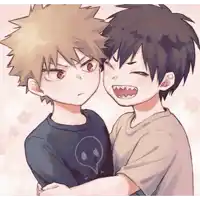 a drawing of two boys with one wearing a t-shirt with a smiley face on it