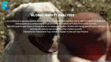 a poster with a picture of a dog and the words global market analysis on it