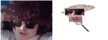 a picture of a person wearing sunglasses next to a picture of a mop ..