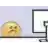 a yellow smiley face with a sad face is standing next to a computer monitor .