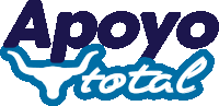 a logo that says apoyo total in blue