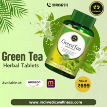 a bottle of green tea herbal tablets is available on amazon