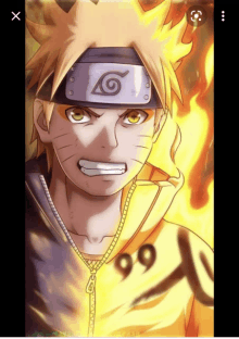 a picture of naruto with the number 99 on his chest