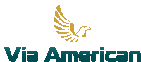 a logo for via american with an eagle in the center