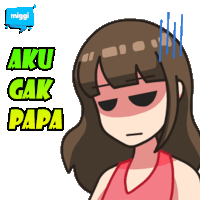 a cartoon of a girl with the words aku cak papa above her head