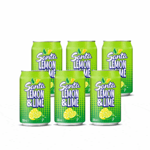 6 cans of santa lemon and lime soda