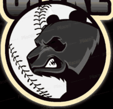 a black and white logo for a baseball team with a bear in the middle