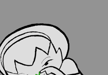 a drawing of a girl with a green w on her nose