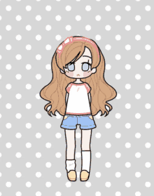 a drawing of a girl wearing a headband and shorts