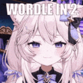 a close up of a girl with a cat ear and the words `` wordle in 2 '' written on it .