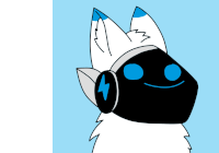 a drawing of a fox wearing headphones with a lightning bolt on it 's head