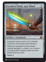 a card that says sword of body and mind on the top