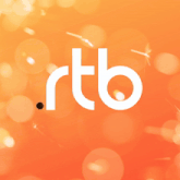 a logo for rtb is displayed on a bright orange background
