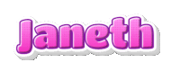 a pink and purple sticker with the name janeth on it