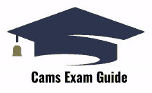 a logo for cams exam guide shows a graduation cap with a bell hanging from it