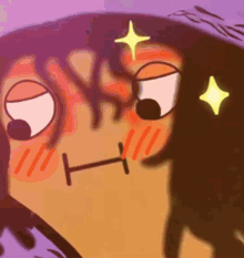 a close up of a cartoon character 's face with a star on it