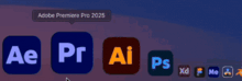adobe after effects 2025 is displayed on a purple background