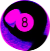 a purple and black pool ball with the number eight on it