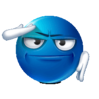 a blue smiley face with a white hand covering his eyes