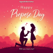 a man is kneeling down to propose to a woman