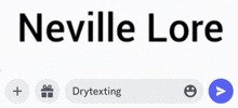 the name neville lore is on a white background with a light mode button