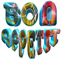 a colorful sign that says bon appetit on it