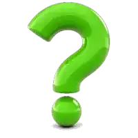 a green question mark with a green ball below it on a white background